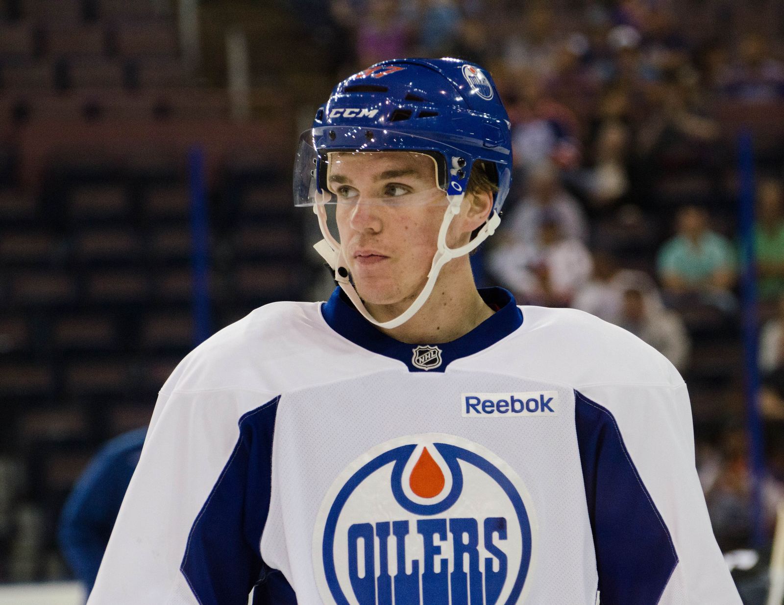 Connor McDavid in an Edmonton Oilers practice jersey at development camp, July 2015.